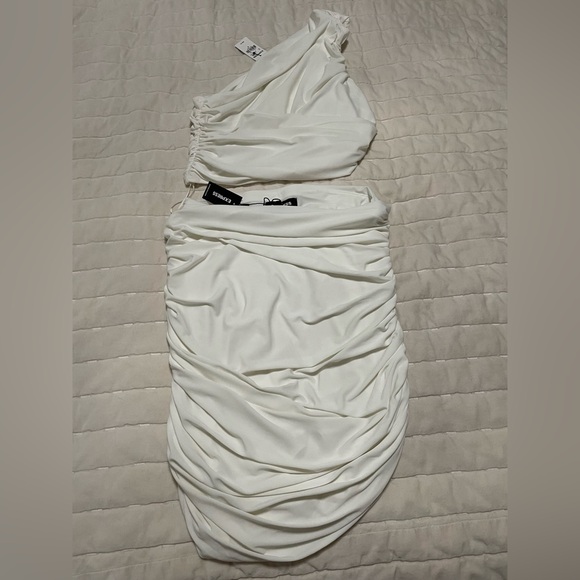 NWT Express Women matte jersey ruched Skirt & Ruched One Shoulder Top Sz M - Picture 4 of 8